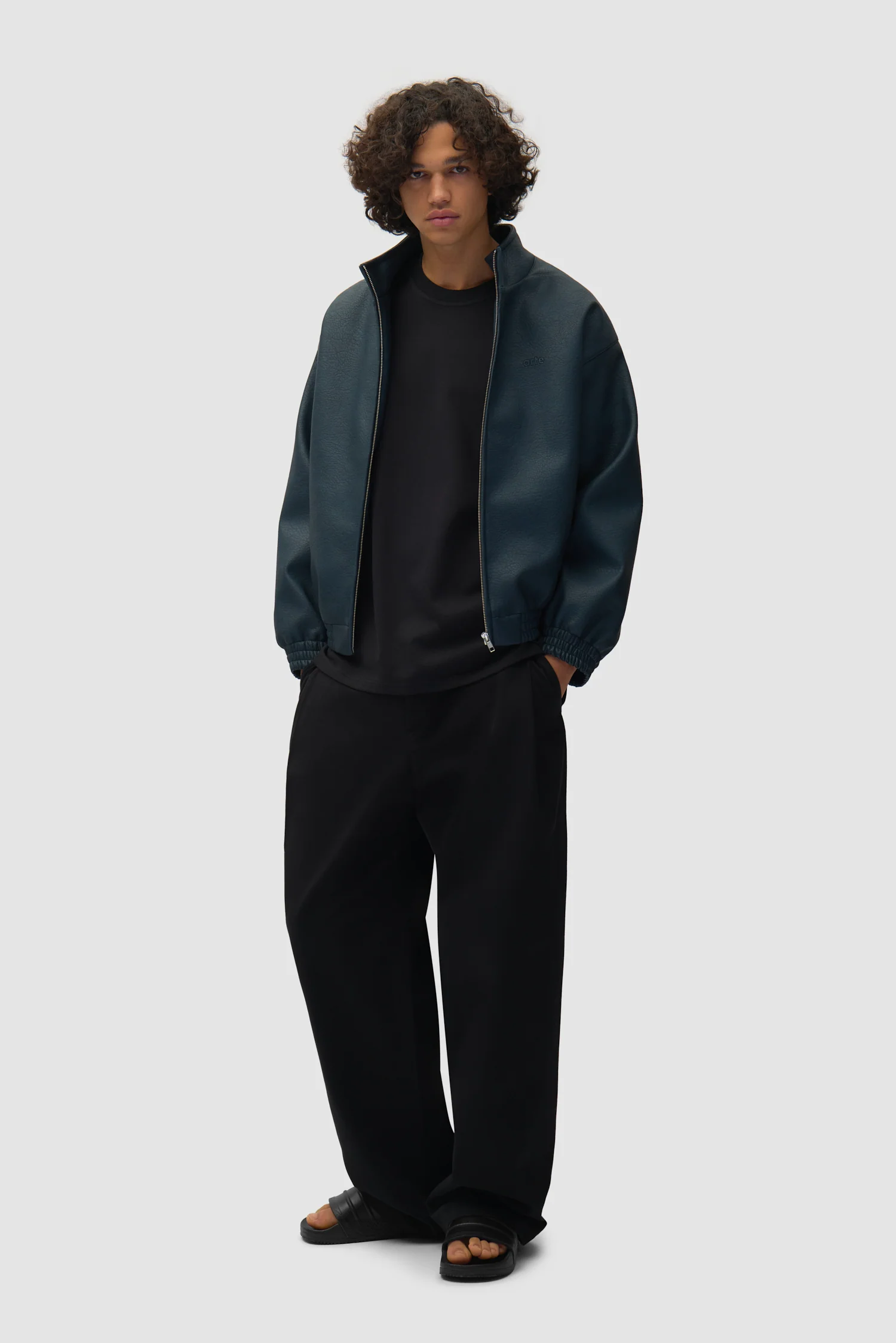 Arte for adidas Faux Leather Jacket - Navy - Image 4