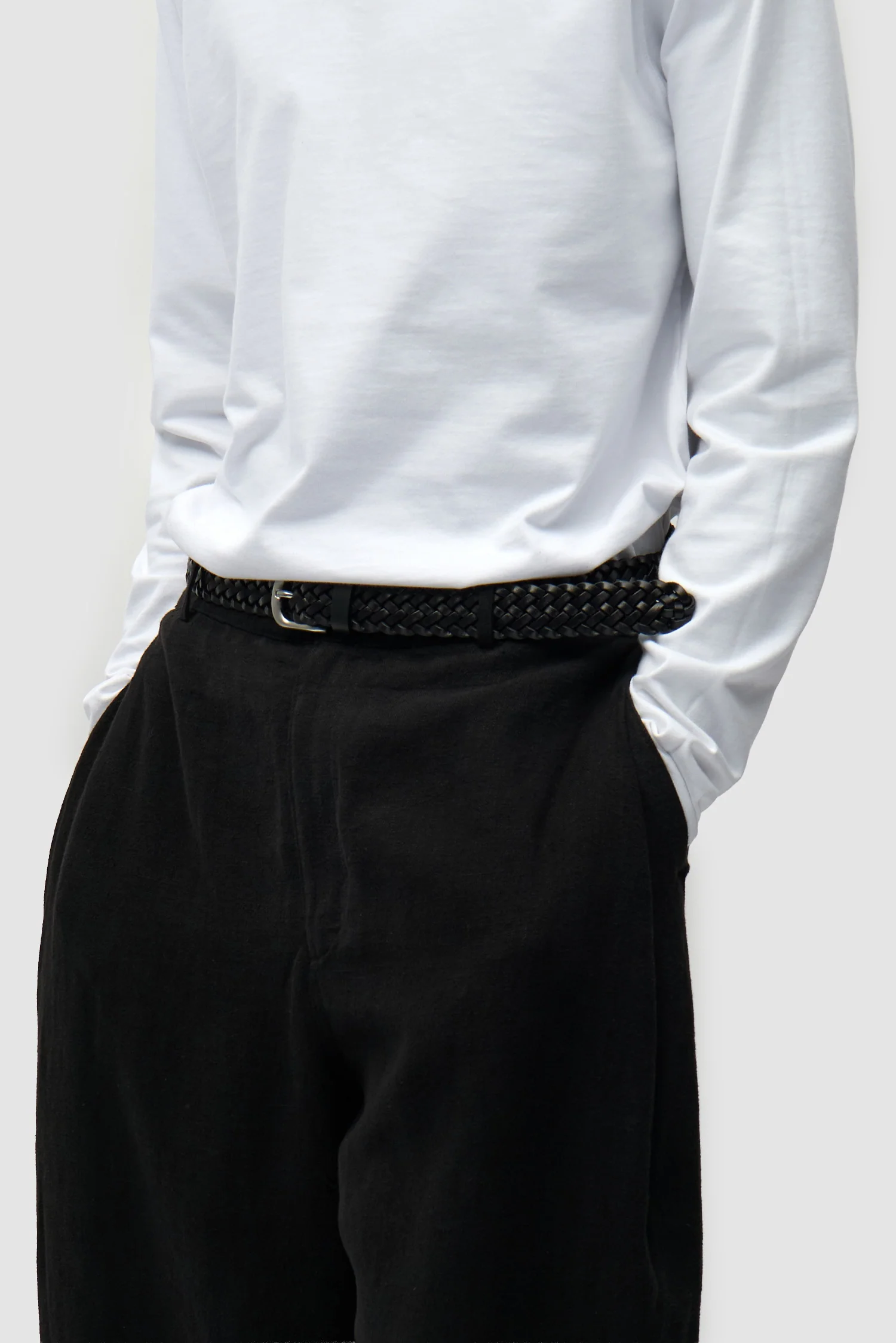 Braided Leather Belt - Black - Image 3