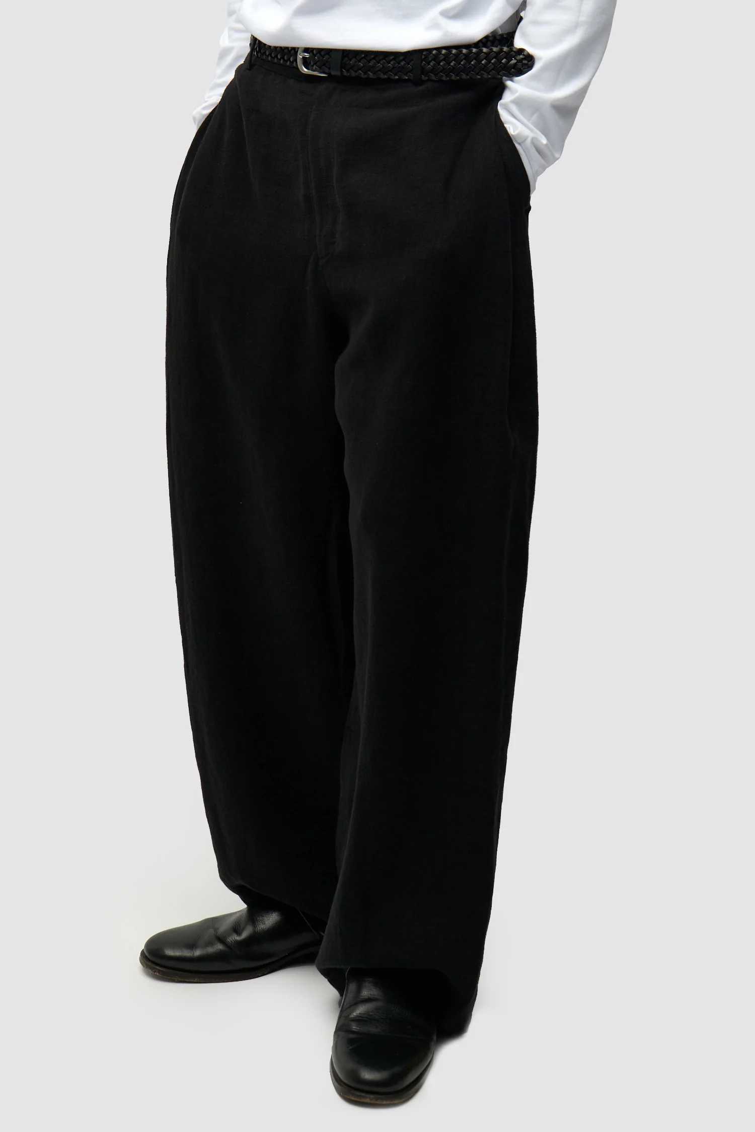 Braided Leather Belt - Black - Image 4