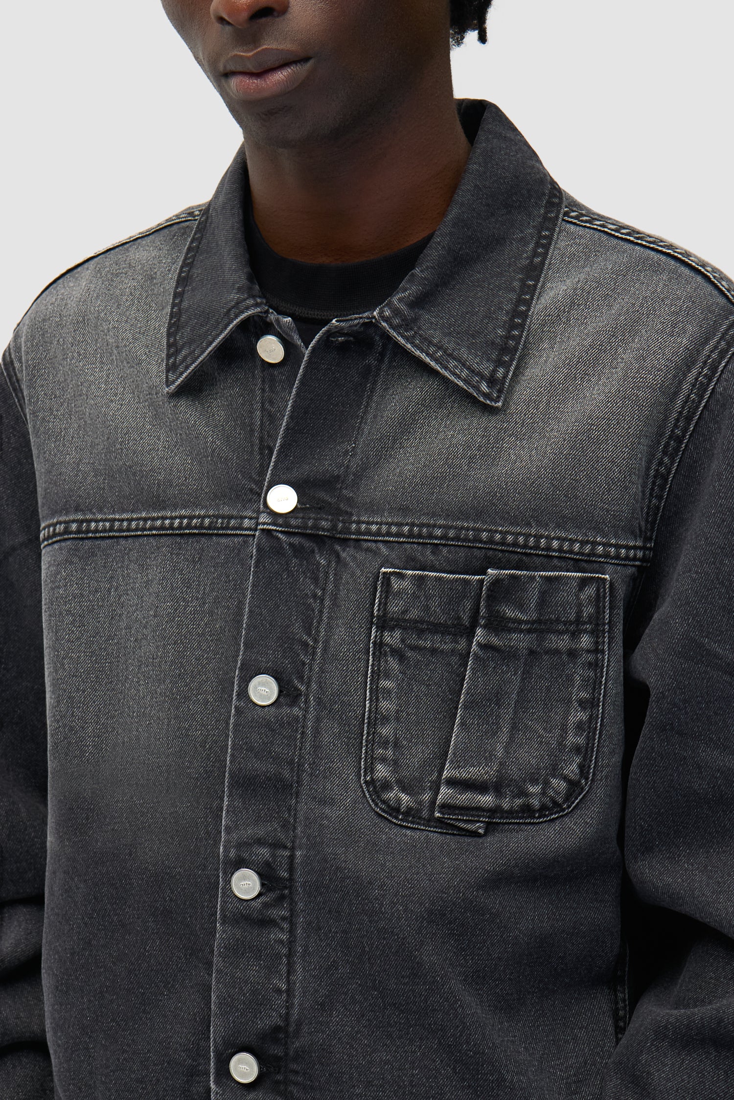 Fold Pocket Denim Jacket - Fade Black - Image 8