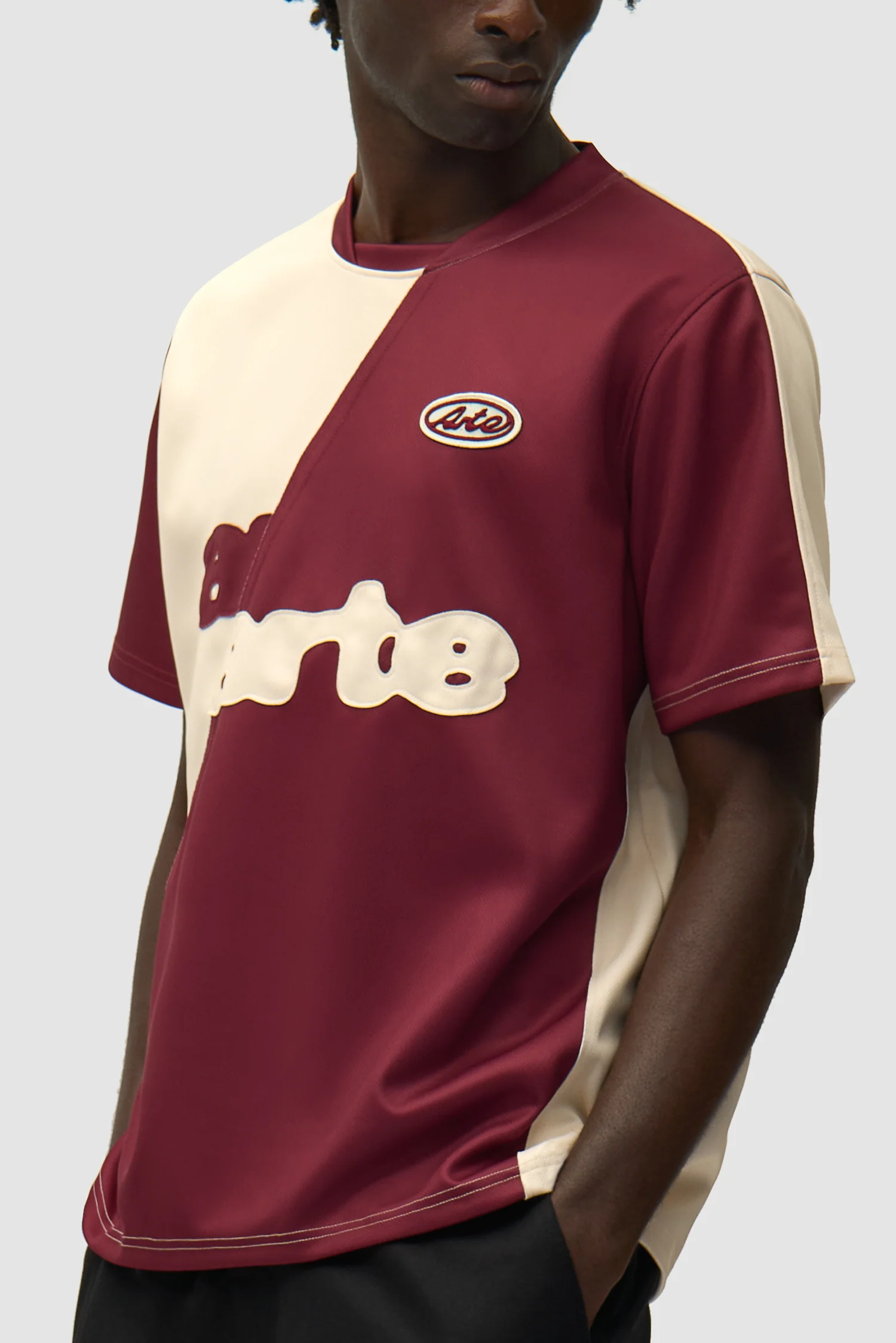 Football T-shirt - Bordeaux/Cream - Image 7