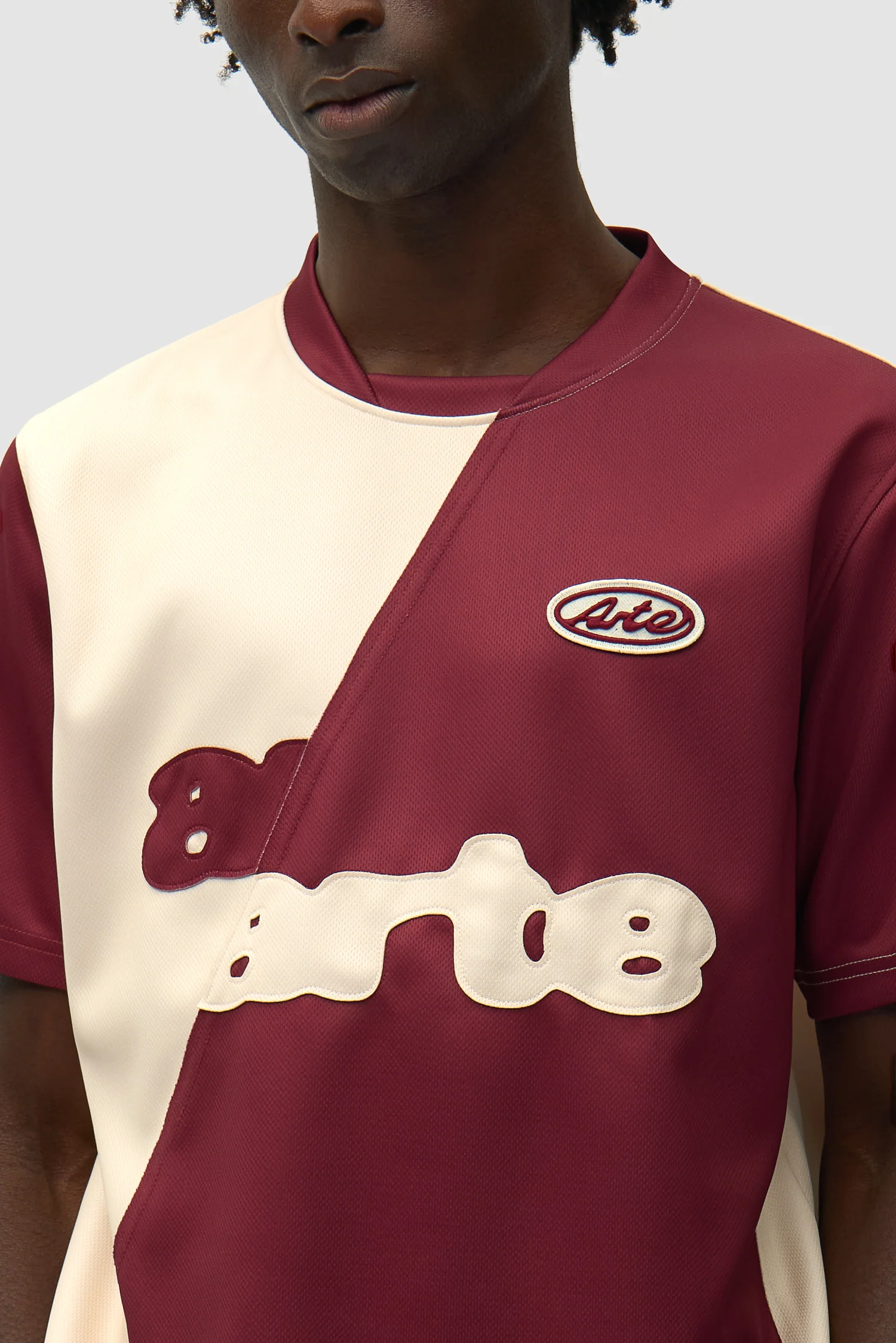 Football T-shirt - Bordeaux/Cream - Image 8
