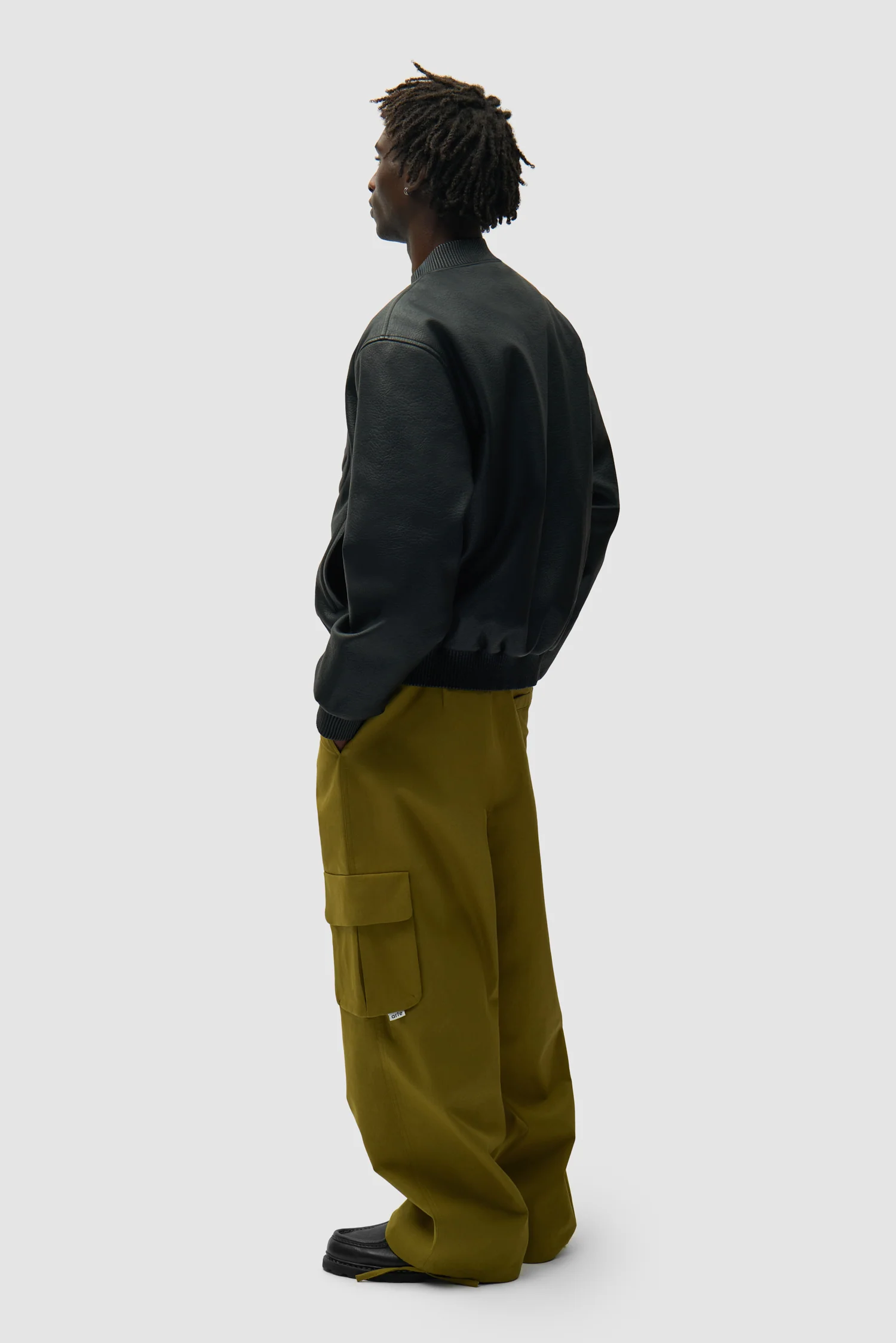 Half Logo Leather Jacket - Black - Image 6