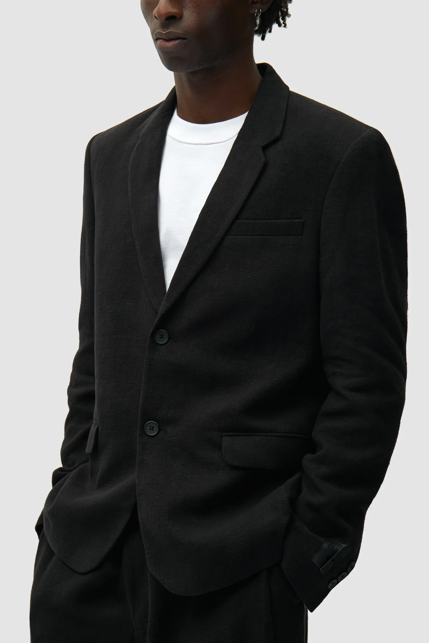 Linen Suit Jacket - Black - Image 7