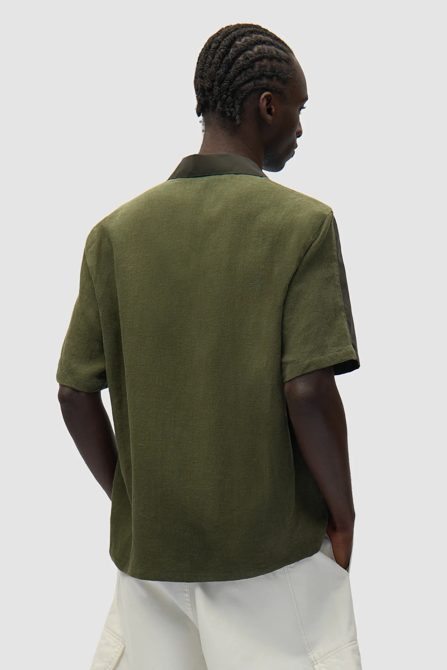 Nylon Linen Shirt - Green - Image 3