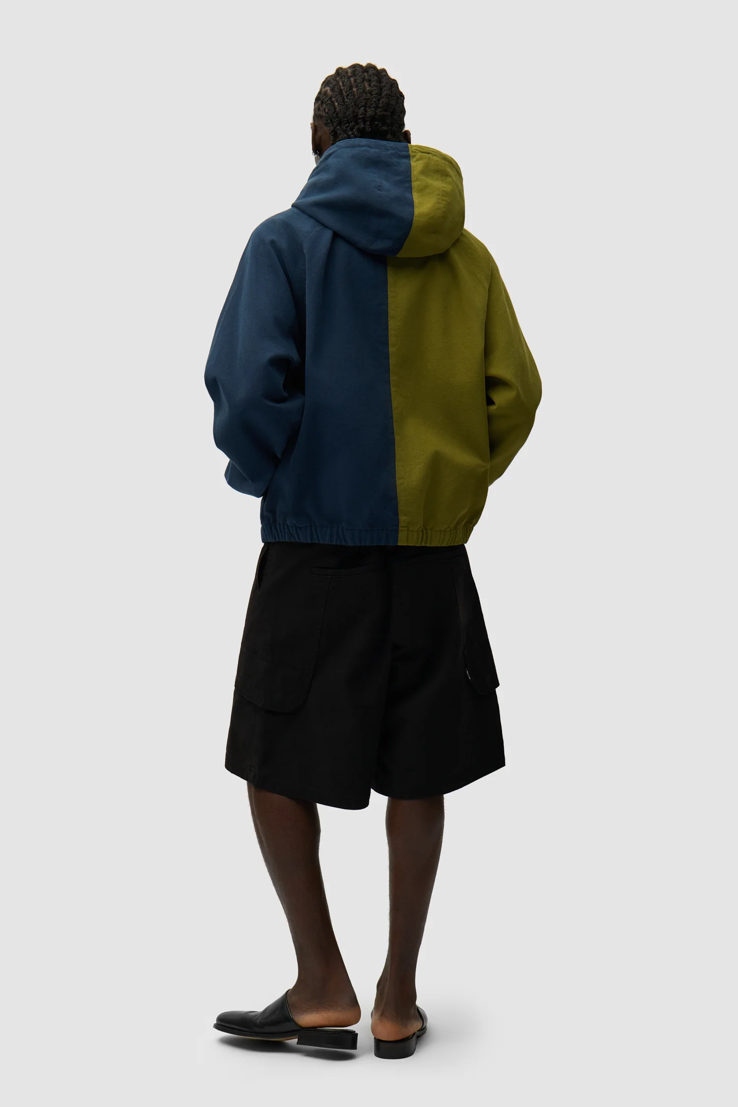 Split Logo canvas Hood Jacket - Navy/Green - Image 6