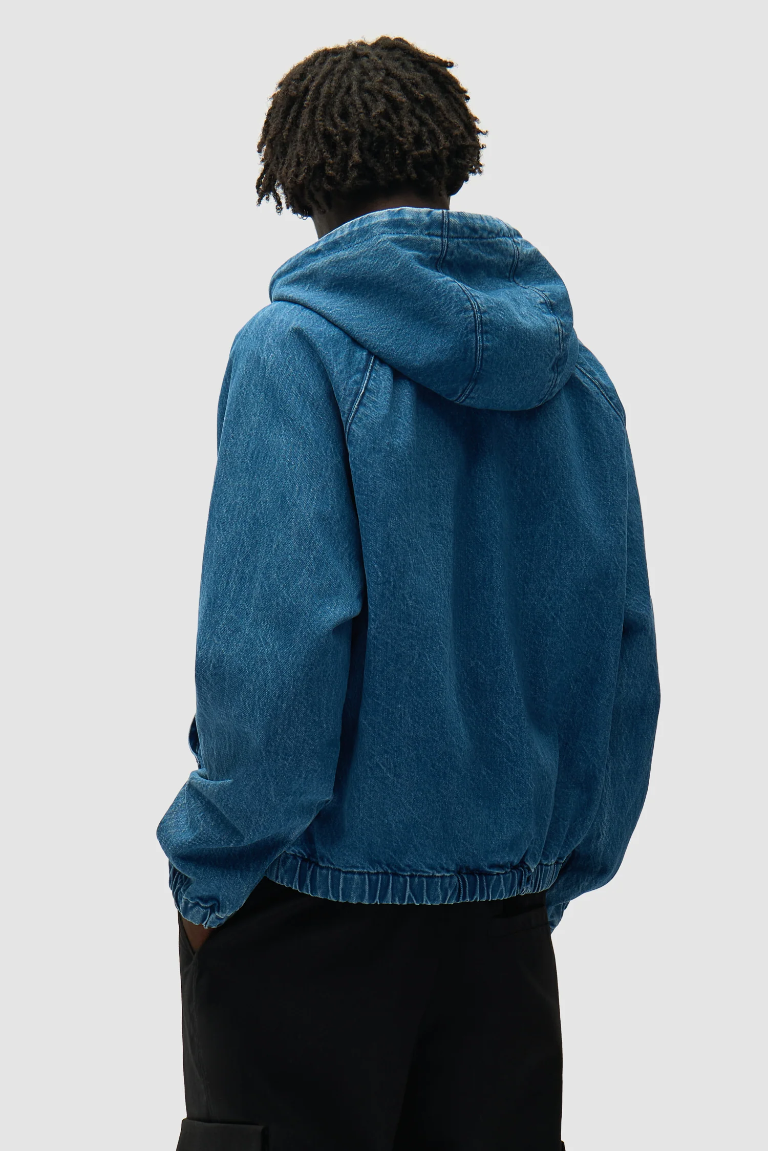 Split Logo denim Hood Jacket - Navy - Image 3