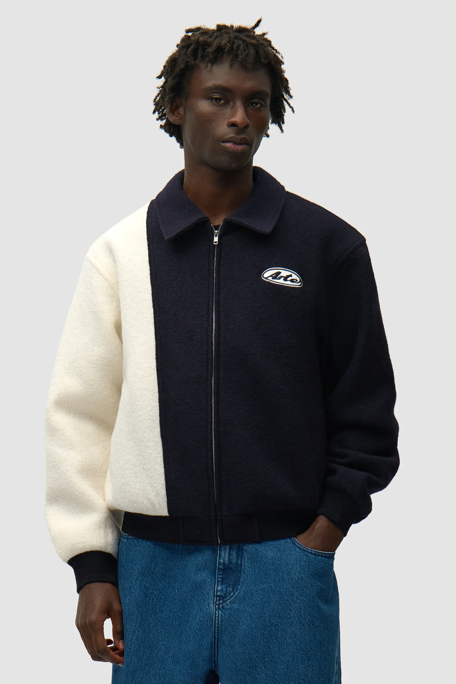 Wool Varsity Jacket - Blue/White - Image 3