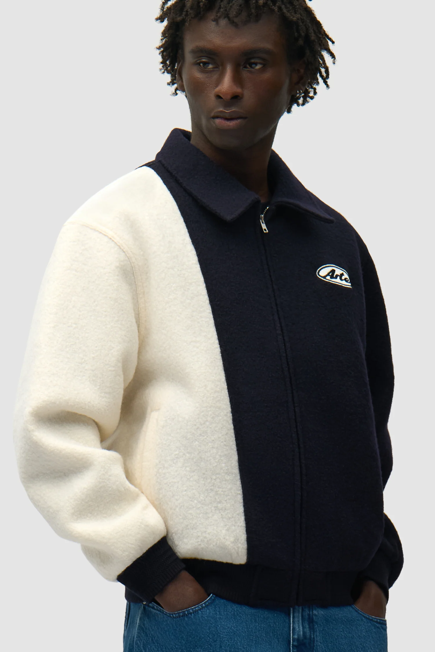 Wool Varsity Jacket - Blue/White - Image 7